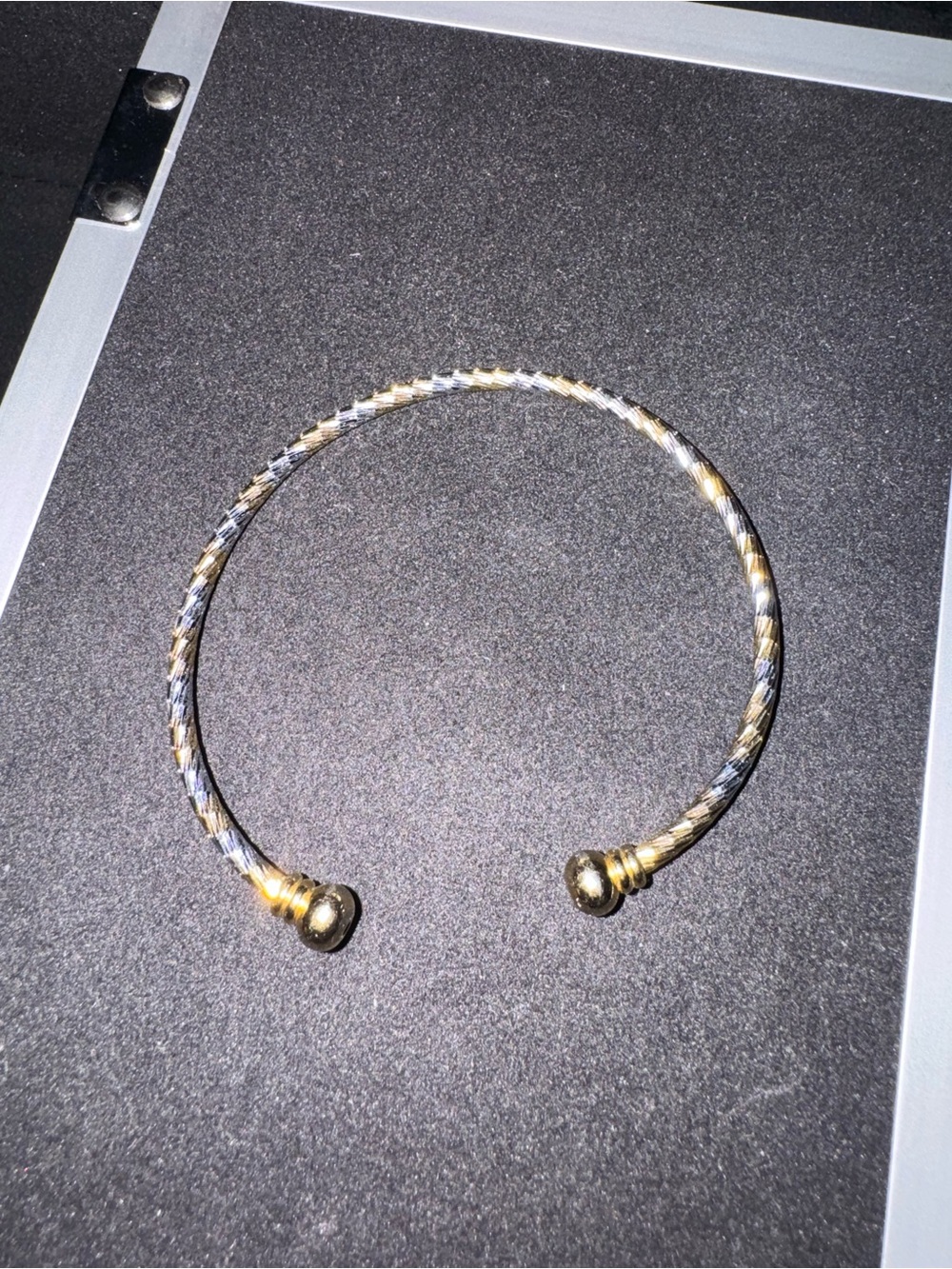 Two-Tone Twisted Open Bangle Bracelet - Gold & Silver